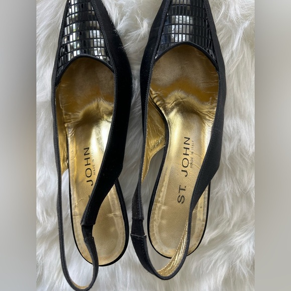 St.John sling back woman’s pumps size 7.5 color black made in Italy - Picture 8 of 9